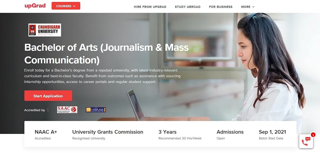 Chandgarh University's Journalism & Masscomm bachelor degree online in india