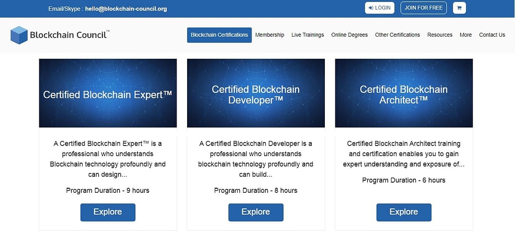 blockchain council provides blockchain certification training online