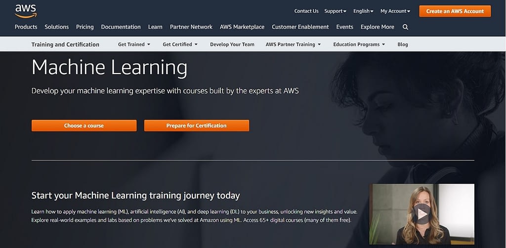 aws machine learning online certification