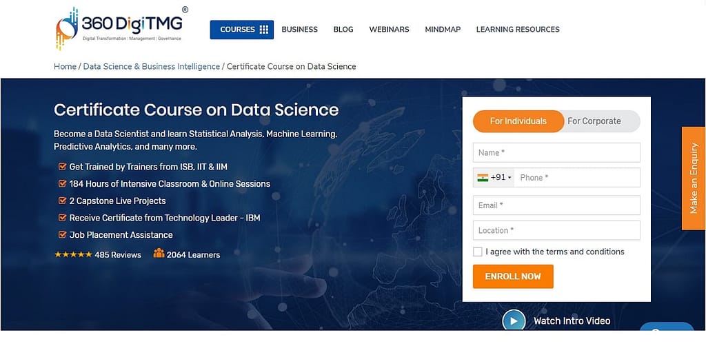 data science certification courses by 360digitmg