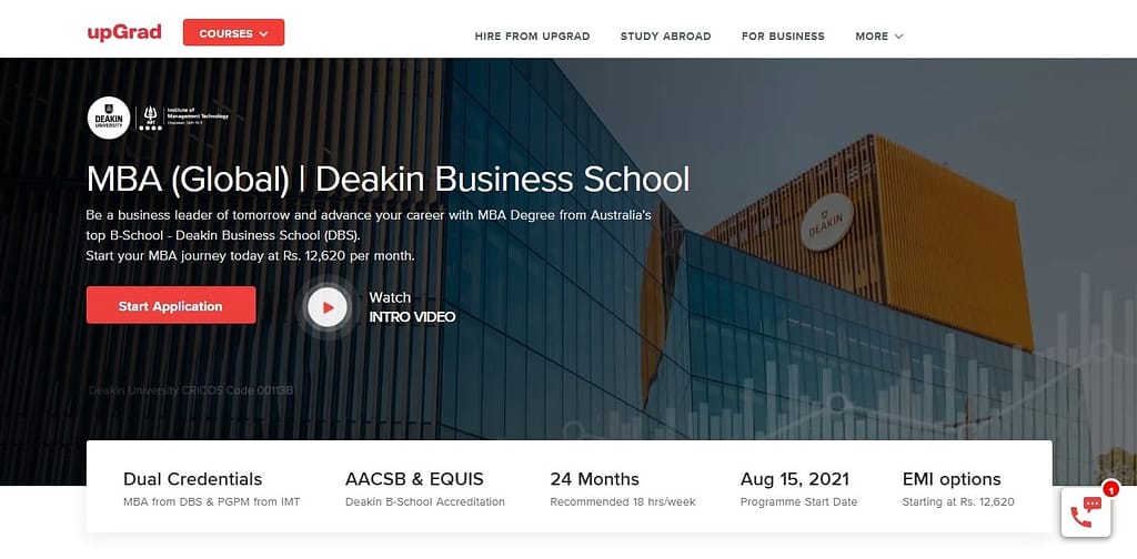 DEAKIN's MBA(Global) - Master Degree Online Courses in India